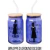 Silver Buffalo Wednesday Addams Family “On Wednesdays We Wear Black” Glass Jar Tumbler with Bamboo Lid and Glass Straw, 16 Ounces(Wednesday Addams)