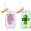 Silver Buffalo Wednesday Addams Family “On Wednesdays We Wear Black” Glass Jar Tumbler with Bamboo Lid and Glass Straw, 16 Ounces(Wicked Elphaba and Glinda (2 Pack))
