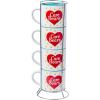 Silver Buffalo Winnie the Pooh 100 Acre Wood Destination 4-Pack Ceramic Mug Stack, 10-Ounces(Care Bears Rainbow Heart Logo)