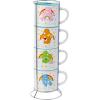 Silver Buffalo Winnie the Pooh 100 Acre Wood Destination 4-Pack Ceramic Mug Stack, 10-Ounces(Care Bears Rainbow Heart Logo)