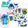 Silver Buffalo Bratz Airbrush Featuring Yasmin, Sasha, Jade, and Cloe Twist Spout Plastic Water Bottle with Stickers You Stick Yourself, 32 Ounces(Lilo and Stitch Tropical Flowers)