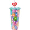 Silver Buffalo Care Bears Featuring Cheer, Share, Wish, Good Luck, Funshine, Grumpy, Friend, Bedtime, Harmony, and Love-A-Lot Plastic Cold Cup with Lid and Topper Straw, 24 Ounces