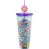 Silver Buffalo Care Bears Groovy “Love That For You” Featuring Grumpy Bear and Harmony Bear Glitter Plastic Cold Cup with Lid and Straw Topper, 24 Ounces