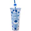 Silver Buffalo Care Bears Grumpy Bear Glitter Plastic Cold Cup with Lid and Straw Topper, 24 Ounces