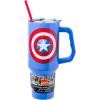 Silver Buffalo Chucky Wanna Play Stainless Steel Tumbler with Handle and Straw, Fits in Standard Cup Holder, 40 Ounces(Captain America)