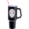 Silver Buffalo Chucky Wanna Play Stainless Steel Tumbler with Handle and Straw, Fits in Standard Cup Holder, 40 Ounces(Friday the 13th Hockey Mask)