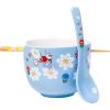 Silver Buffalo Disney Alice in Wonderland Featuring Mad Hatter, Cheshire Cat, and White Rabbit Ceramic Ramen Noodle Rice Bowl with Chopsticks and Spoon, Microwave Safe, 20 Ounces(Alice in Wonderland Spoon)