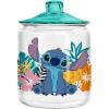Silver Buffalo Disney Alice in Wonderland Flowers and Mushrooms Glass Cookie Snack Candy Jar with Lid (Small)(Lilo and Stitch Tropical (Glass))