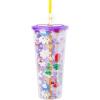 Silver Buffalo Disney Lilo and Stitch Cosmic Surfer Plastic Cold Cup with Lid and Straw Topper, 24 Ounces(Alice in Wonderland Wild Flowers)