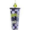 Silver Buffalo Disney Lilo and Stitch Cosmic Surfer Plastic Cold Cup with Lid and Straw Topper, 24 Ounces(Beetlejuice Cockroack)