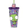 Silver Buffalo Disney Lilo and Stitch Cosmic Surfer Plastic Cold Cup with Lid and Straw Topper, 24 Ounces(Invader Zim Gir)
