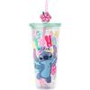 Silver Buffalo Disney Lilo and Stitch Cosmic Surfer Plastic Cold Cup with Lid and Straw Topper, 24 Ounces(Lilo and Stitch Aloha)