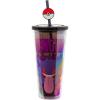 Silver Buffalo Disney Lilo and Stitch Cosmic Surfer Plastic Cold Cup with Lid and Straw Topper, 24 Ounces(Pokemon)