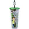 Silver Buffalo Disney Lilo and Stitch Cosmic Surfer Plastic Cold Cup with Lid and Straw Topper, 24 Ounces(Ricky and Morty Hugging)