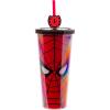 Silver Buffalo Disney Lilo and Stitch Cosmic Surfer Plastic Cold Cup with Lid and Straw Topper, 24 Ounces(Spider-Man)