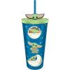 Silver Buffalo Disney Lilo and Stitch Cosmic Surfer Plastic Cold Cup with Lid and Straw Topper, 24 Ounces(The Mandalorian Grogu)