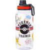 Silver Buffalo Disney Mickey Classic Varsity Twist Spout Plastic Water Bottle with Stickers You Stick Yourself, Red, 32 Ounces(Pokemon Trainer)