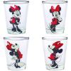 Silver Buffalo Disney Minnie Mouse Poses 4 Pack Mini Glasses, 1.5 Ounces