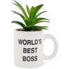 Silver Buffalo Disney Nightmare Before Christmas Jack Skellington Decorative Artificial Faux Greenery Plant in Ceramic(World’s Best Boss)