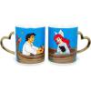 Silver Buffalo Disney Princess Ariel and Eric Boat Scene Shaped Handle Foil 14oz Ceramic Mug – 2 Pack