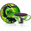 Silver Buffalo Disney Sleeping Beauty Maleficent Ceramic Teacup and Saucer Featuring Maleficent, Diablo, and Maleficent in Dragon Form, 12 Ounces