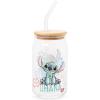 Silver Buffalo Disney Villains Featuring Scar, Maleficent, Ursula, Evil Queen, and Hades Chrome Glass Jar Tumbler with Bamboo Lid and Glass Straw, 16 Ounces(Lilo and Stitch Ohana)