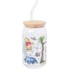 Silver Buffalo Disney Villains Featuring Scar, Maleficent, Ursula, Evil Queen, and Hades Chrome Glass Jar Tumbler with Bamboo Lid and Glass Straw, 16 Ounces(Winnie the Pooh 100 Acre Wood)