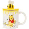 Silver Buffalo Disney Winnie the Pooh Fall Leaves Pattern Ceramic Camper Mug, 20 Ounces(Ceramic Mug with Sculpted Lid (18 Ounces))
