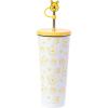 Silver Buffalo Disney Winnie the Pooh Fall Leaves Pattern Ceramic Camper Mug, 20 Ounces(Tumbler with Straw and Cover Cap (24 Ounces))