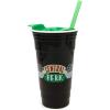 Silver Buffalo Hello Kitty Face Logo Plastic Tumbler with Lid and Straw, 32 Ounces(Black)
