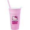 Silver Buffalo Hello Kitty Face Logo Plastic Tumbler with Lid and Straw, 32 Ounces(Hello Kitty Face Logo)