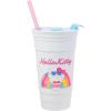 Silver Buffalo Hello Kitty Face Logo Plastic Tumbler with Lid and Straw, 32 Ounces(Hello Kitty Rainbow Flowtie)