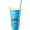 Silver Buffalo Hello Kitty Face Logo Plastic Tumbler with Lid and Straw, 32 Ounces(Lilo and Stitch Flower Badges)