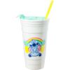 Silver Buffalo Hello Kitty Face Logo Plastic Tumbler with Lid and Straw, 32 Ounces(Lilo and Stitch Pineapple Rainbow)
