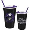 Silver Buffalo Hello Kitty Face Logo Plastic Tumbler with Lid and Straw, 32 Ounces(Nightmare Before Christmas)