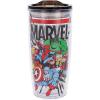 Silver Buffalo Marvel Spiderman Double Wall Travel Tumbler with Slide Close Lid, 20 Ounces(Retro Marvel Comics Avengers)