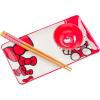 Silver Buffalo Rick and Morty Plant Portal Fall Ceramic Sushi Set with Dipping Sauce Dish and Matching Chopsticks(Hello Kitty Red Bows)