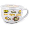 Silver Buffalo Sanrio Gudetama Lazy Egg Dangerous Situations Ceramic Soup Mug with Spoon, 24 Ounces(Sanrio Gudetama)