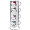 Silver Buffalo Sanrio Hello Kitty Halloween Themed 4 pack Ceramic Espresso Set with Storage Rack, 3 Ounces(Hello Kitty Different Colored)