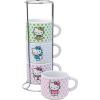 Silver Buffalo Sanrio Hello Kitty Halloween Themed 4 pack Ceramic Espresso Set with Storage Rack, 3 Ounces(Sanrio Hello Kitty)