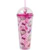 Silver Buffalo Sanrio Hello Kitty Pink Polka Dots and Bows Dome Glitter Top Travel Tumbler, 24 Ounces
