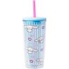 Silver Buffalo Sanrio Hello Kitty Zodiac Signs Iridescent Double Walled Tritan Water Bottle, 18 Ounces(Cinnamoroll Hearts and Stripes)