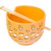 Silver Buffalo Sanrio Hello Kitty and Friends Badtz-Maru Poses Yellow Stripe Ceramic Ramen Noodle Rice Bowl with Chopsticks, Microwave Safe, 20 Ounces(Gudetama I Can’t)