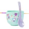 Silver Buffalo Sanrio Hello Kitty and Friends Badtz-Maru Poses Yellow Stripe Ceramic Ramen Noodle Rice Bowl with Chopsticks, Microwave Safe, 20 Ounces(Hello Kitty and Friends Pastel Dreamland)