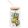 Silver Buffalo Sanrio Hello Kitty and Friends Keroppi Polaroids Glass Jar Tumbler with Bamboo Lid and Glass Straw, 16 Ounces(16 Ounces)