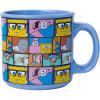Silver Buffalo SpongeBob SquarePants Character Grid Featuring Patrick, Squidward, Sandy, Mr. Krabs, Pearl, Plankton, and Gary Ceramic Camper Mug, 20 Ounces
