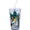 Silver Buffalo Star Wars Featuring Luke Skywalker, Princess Leia, Hans Solo, Chewbacca, Darth Vader, Stormtrooper, Boba Fett, and Death Star Pint Glass with Lid and Glass Straw, 16 Ounces(Star Wars)