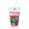 Silver Buffalo Star Wars Featuring Luke Skywalker, Princess Leia, Hans Solo, Chewbacca, Darth Vader, Stormtrooper, Boba Fett, and Death Star Pint Glass with Lid and Glass Straw, 16 Ounces(Avengers)