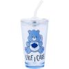 Silver Buffalo Star Wars Featuring Luke Skywalker, Princess Leia, Hans Solo, Chewbacca, Darth Vader, Stormtrooper, Boba Fett, and Death Star Pint Glass with Lid and Glass Straw, 16 Ounces(Care Bears : Grumpy Bear)