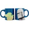 Silver Buffalo Star Wars Mandalorian and the Child 2 Pack Ceramic 3D Sculpted Mug Couple Set, 20 Ounces(Star Wars Mandalorian and Baby Yoda)